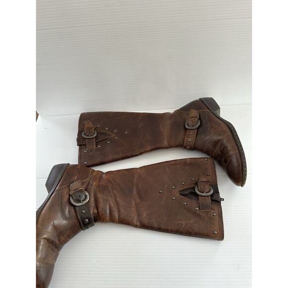 Born Thick Distressed Leather Knee High Riding Boots Calf Stretchers Size 8 - Picture 6 of 12